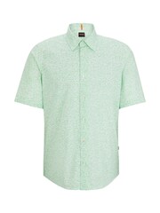 BOSS Green Regular Fit Short Sleeve 100% Cotton Printed Poplin Shirt - Image 6 of 6