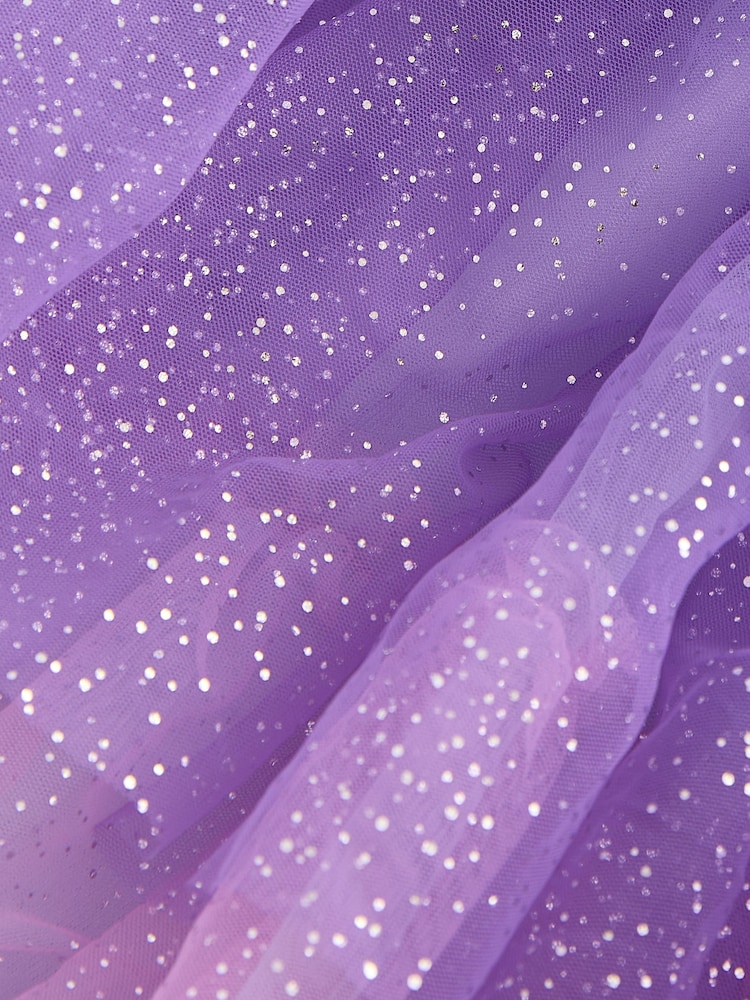 Purple/Blue Tiered Sparkle Mesh Dress (3-12yrs) - Image 9 of 9