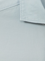 Reiss Soft Blue Cecil Textured Garment Dyed Button-Through Shirt - Image 5 of 5