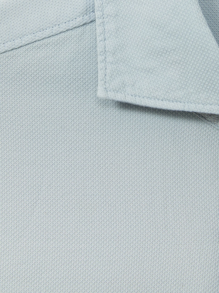 Reiss Soft Blue Cecil Textured Garment Dyed Button-Through Shirt - Image 5 of 5