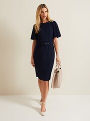 Phase Eight Blue Fanella Belted Jersey Dress - Image 3 of 6