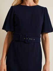 Phase Eight Blue Fanella Belted Jersey Dress - Image 4 of 6