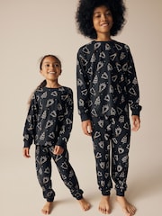 Black/White Matching Family Kids Christmas Tree 100% Cotton Pyjamas (9mths-16yrs) - Image 1 of 10