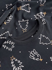 Black/White Matching Family Kids Christmas Tree 100% Cotton Pyjamas (9mths-16yrs) - Image 9 of 10