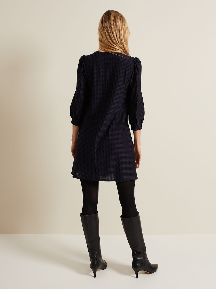 Phase Eight Navy Textured Dannie Tunic Dress - Image 2 of 7