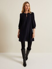 Phase Eight Navy Textured Dannie Tunic Dress - Image 3 of 7