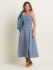 Brakeburn Blue 100% Cotton Brushed Camo Maxi Dress - Image 4 of 4