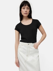 Jigsaw Black 100% Cotton Scoop Neck T-Shirt - Image 5 of 6
