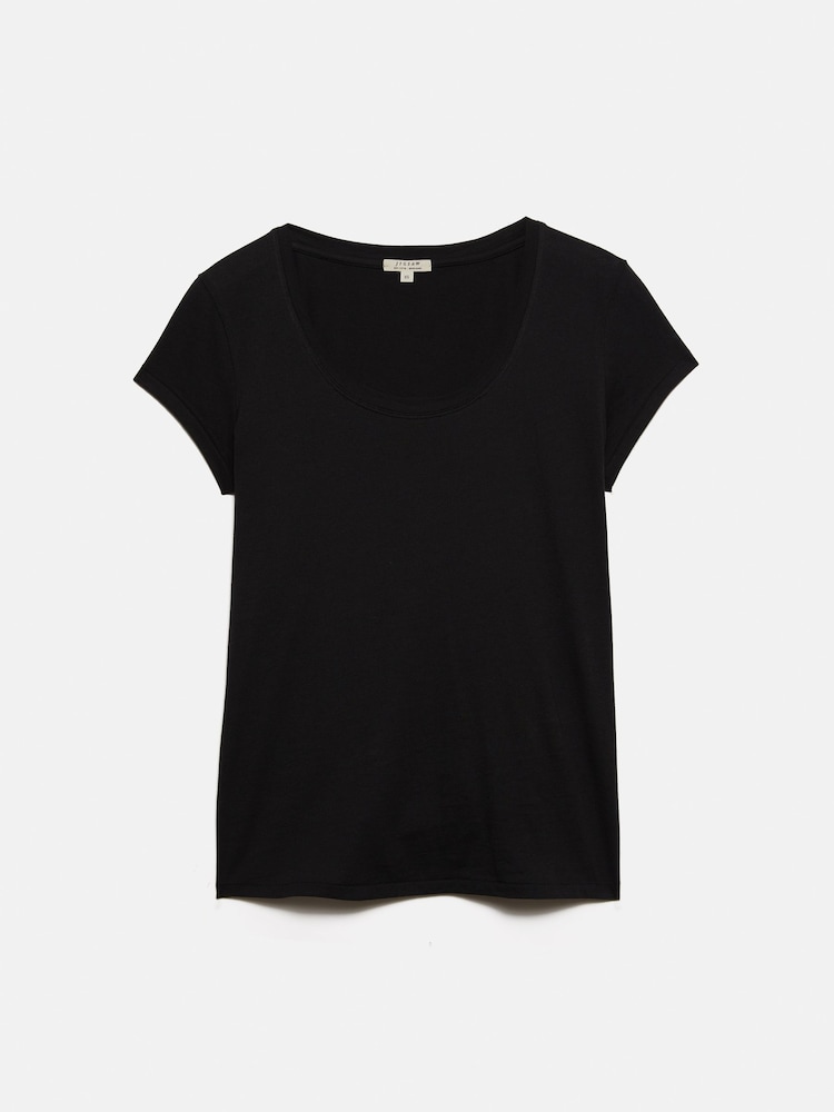 Jigsaw Black Supima Cotton Scoop Neck T-Shirt - Image 5 of 5 Jigsaw Black Supima Cotton Scoop Neck T-Shirt - Image 5 of 5