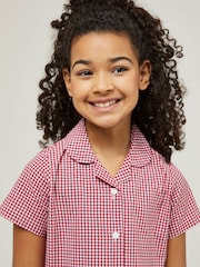 Trutex Red Gingham 2 Pack Button Front School Summer Dress - Image 4 of 6
