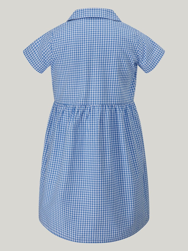 Trutex Blue Gingham 2 Pack Button Front School Summer Dress - Image 5 of 5