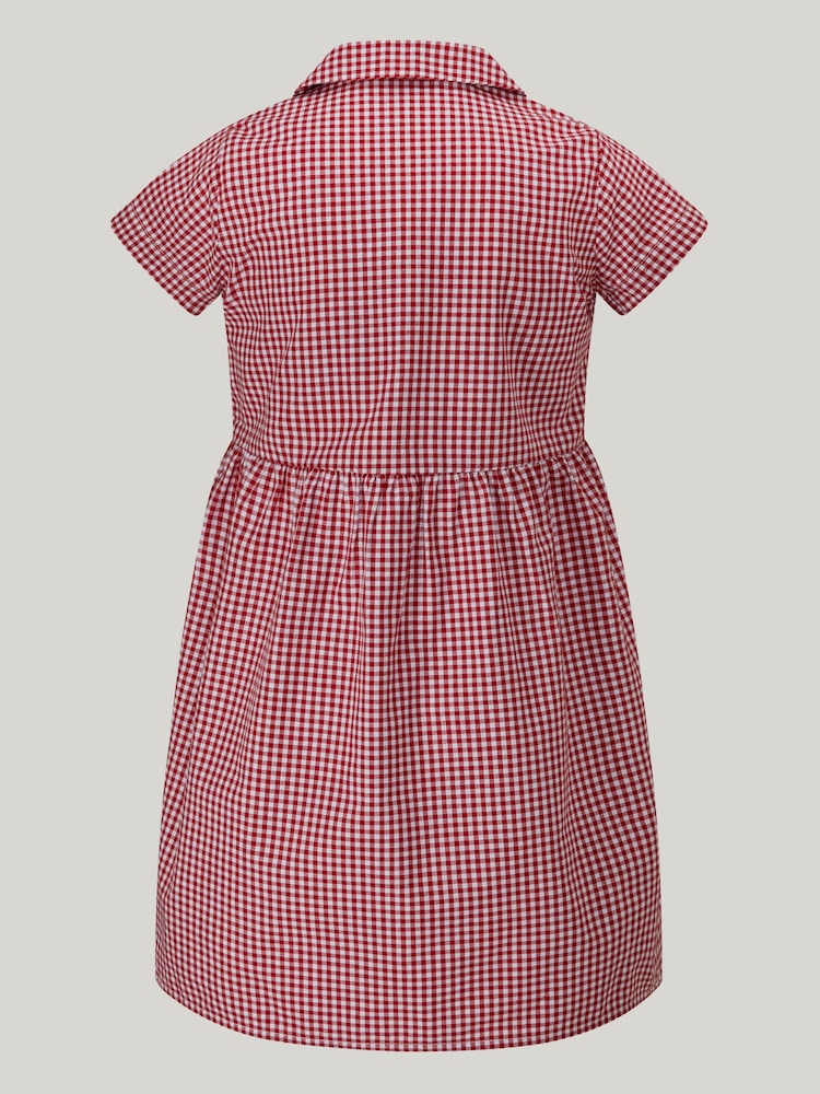 Trutex Red Gingham 2 Pack Button Front School Summer Dress - Image 6 of 6