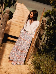 Boden Blue Lorna 100% Cotton Tiered Maxi Skirt - Image 1 of 6