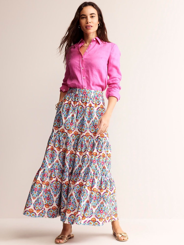 Boden Blue Lorna 100% Cotton Tiered Maxi Skirt - Image 2 of 6