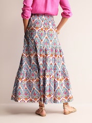 Boden Blue Lorna 100% Cotton Tiered Maxi Skirt - Image 4 of 6