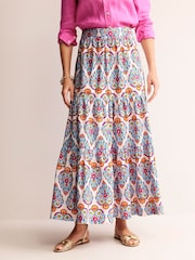 Boden Blue Lorna 100% Cotton Tiered Maxi Skirt - Image 5 of 6