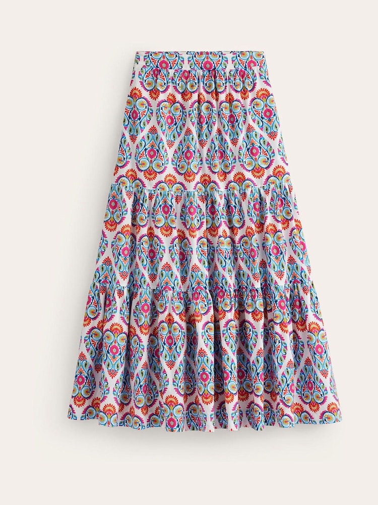 Boden Blue Lorna 100% Cotton Tiered Maxi Skirt - Image 6 of 6
