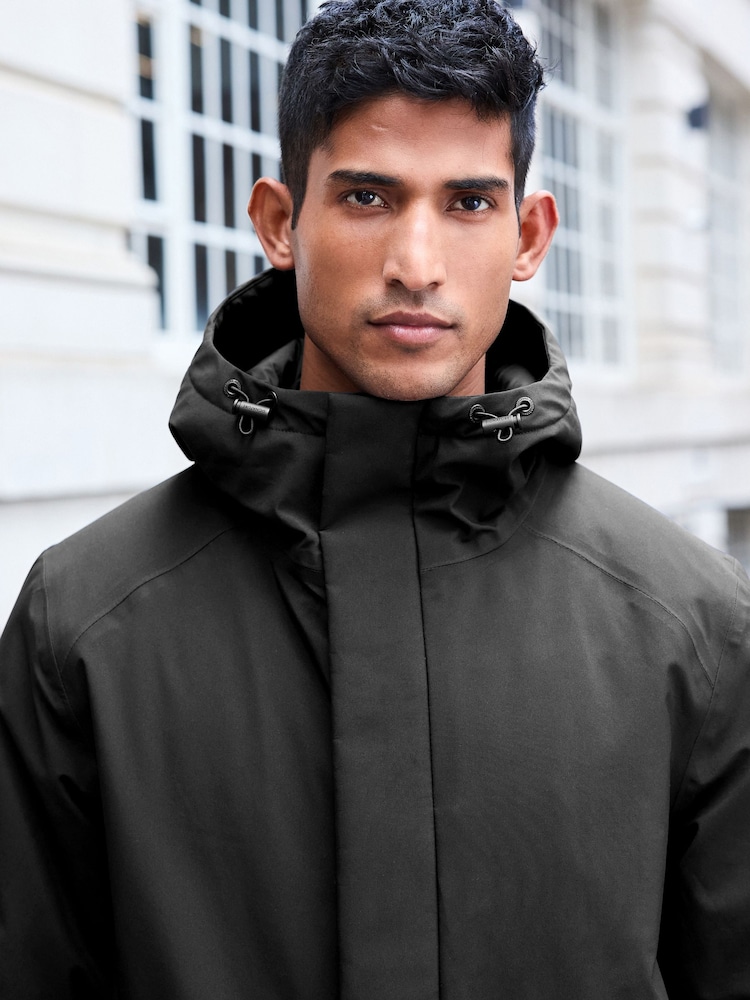 Black Waterproof Padded 3 in 1 Signature Hooded Coat - Image 5 of 17