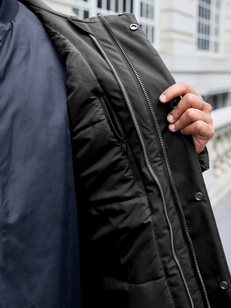 Black Waterproof Padded 3 in 1 Signature Hooded Coat - Image 6 of 17