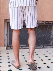 Threadbare White Cotton Blend Stripe Shorts - Image 2 of 4