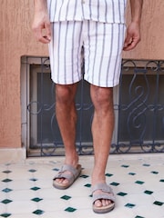 Threadbare White Cotton Blend Stripe Shorts - Image 3 of 4