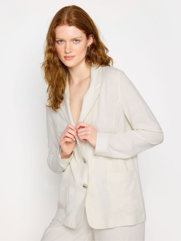سترة LTS طويلة من الكتان باللون الأسود من Long Tall Sally - صورة 2 من 6
