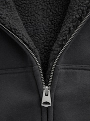 Black Fleece Lined Zip Through Hoodie (3-16yrs) - Image 4 of 4