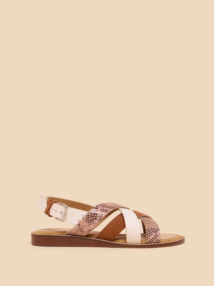 White Stuff Brown Holly Leather Mini Wedges - Image 1 of 4