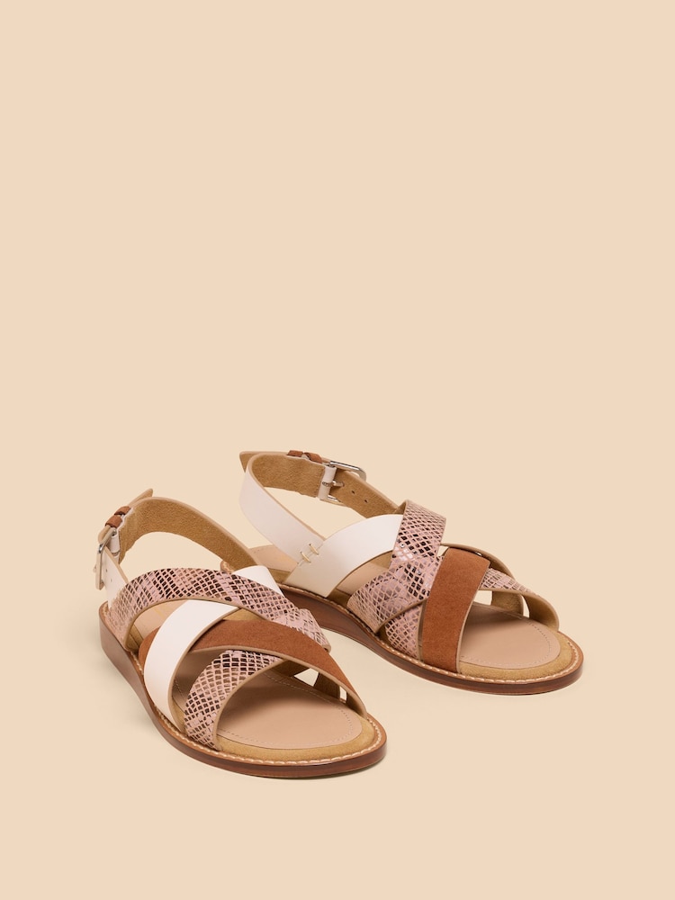 White Stuff Brown Holly Leather Mini Wedges - Image 2 of 4