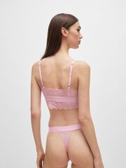 HUGO Pink Padded Triangle Bra in Geometric Lace With Logo Label - Image 4 of 5