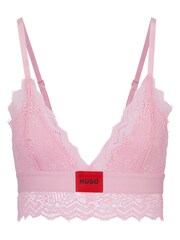 HUGO Pink Padded Triangle Bra in Geometric Lace With Logo Label - Image 5 of 5