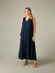 Live Unlimited Blue Curve Ruffle Midaxi Dress - Image 3 of 5