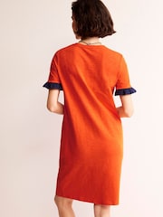 Boden Red Emily Ruffle 100% Cotton Dress - Image 3 of 5