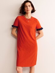 Boden Red Emily Ruffle 100% Cotton Dress - Image 4 of 5