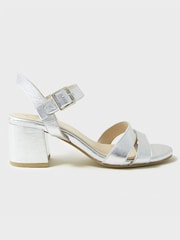Crew Clothing Silver Double Strap Occasion Heels - Image 2 of 5