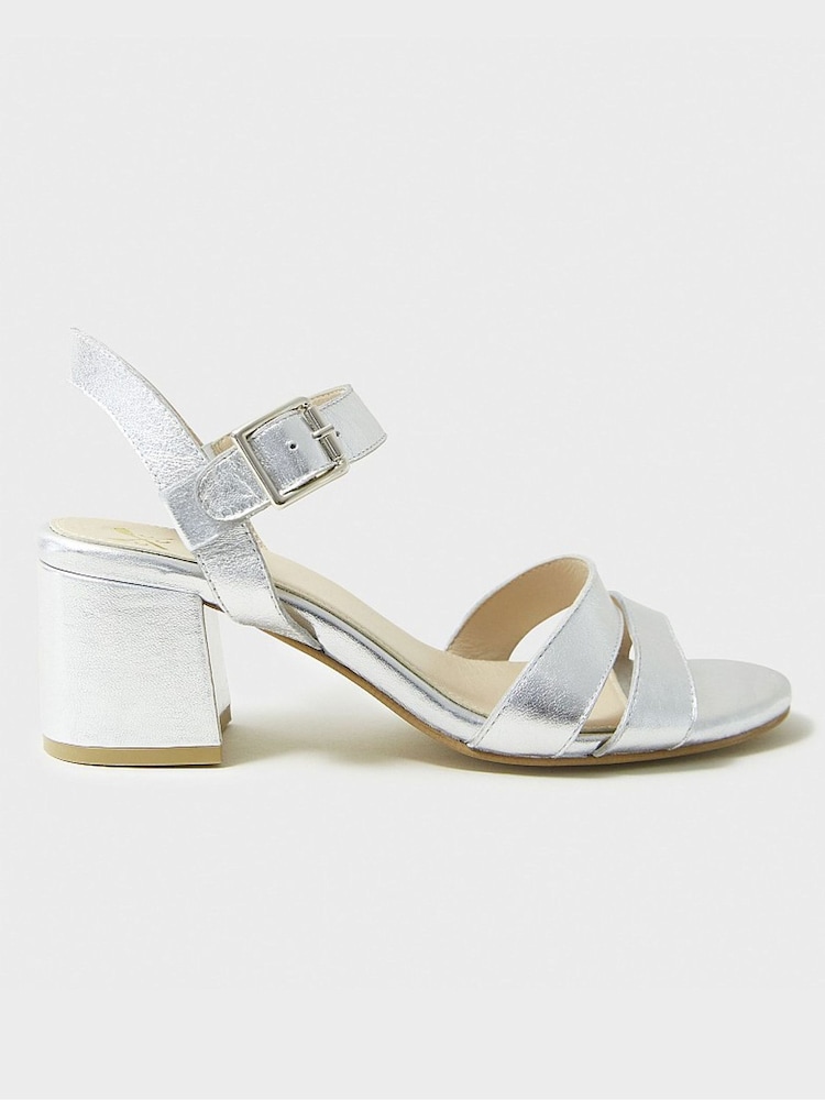Crew Clothing Silver Double Strap Occasion Heels - Image 2 of 5