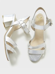 Crew Clothing Silver Double Strap Occasion Heels - Image 3 of 5