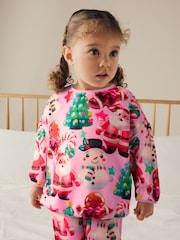 Pink Christmas Santa Cosy Fleece Pyjamas (9mths-16yrs) - Image 4 of 8
