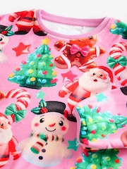 Pink Christmas Santa Cosy Fleece Pyjamas (9mths-16yrs) - Image 7 of 8