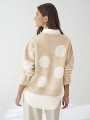 Neutral Spot 2-in-1 Smart Shirt Layer Knitted 100% Cotton Jumper - Image 4 of 7
