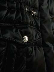River Island Black Girls Glam Padded High Shine Coat - Image 6 of 6