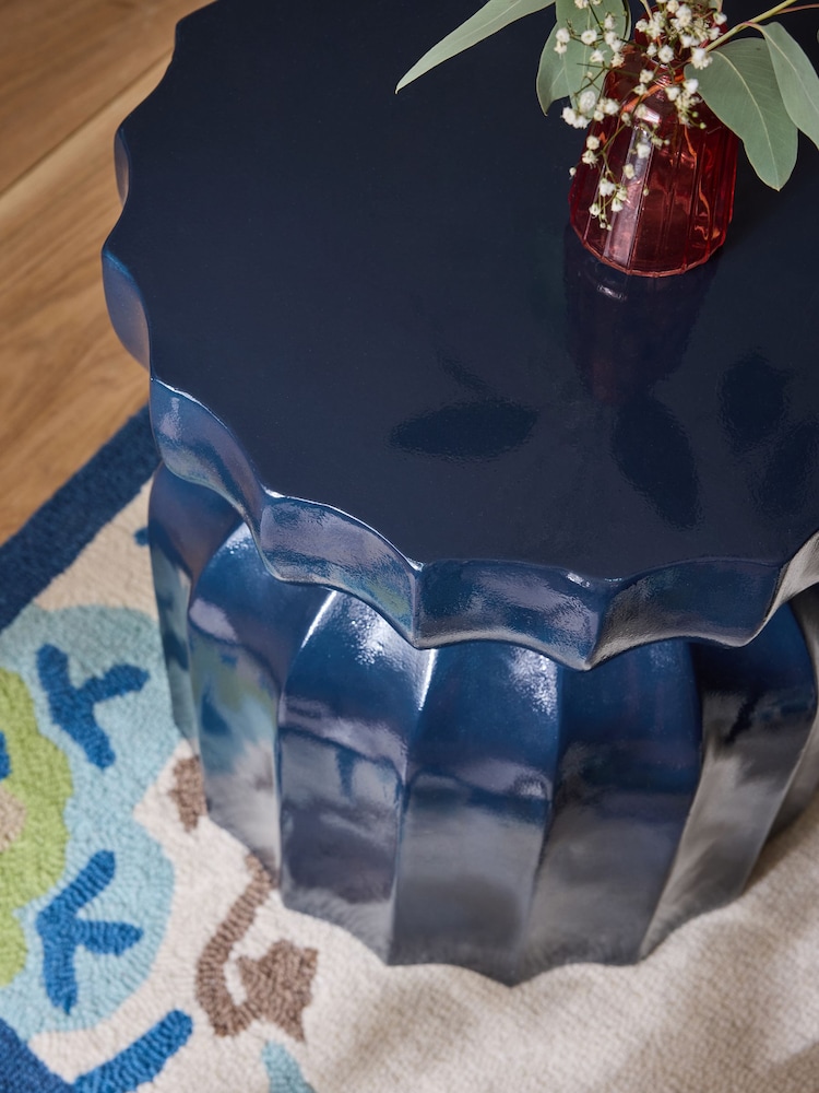 Nina Campbell Dark Blue Delphos Side Table - Image 2 of 4