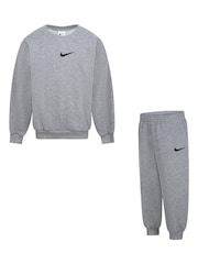 Szary - Nike Little Kids Essential Marl Crew Tracksuit Set - Image 1 of 8