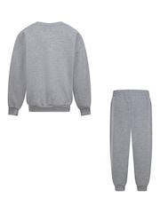 Szary - Nike Little Kids Essential Marl Crew Tracksuit Set - Image 2 of 8