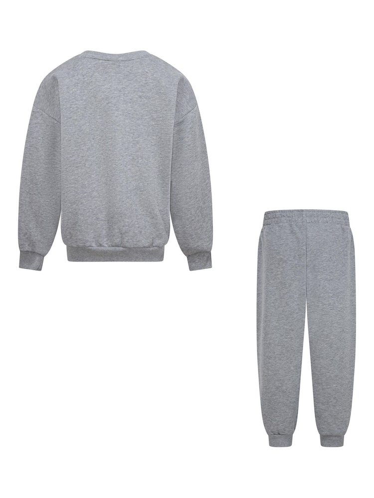 Szary - Nike Little Kids Essential Marl Crew Tracksuit Set - Image 2 of 8