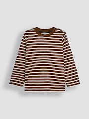JoJo Maman Bébé Toffee Brown Breton Long Sleeved Top - Image 1 of 3