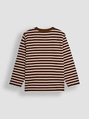 JoJo Maman Bébé Toffee Brown Breton Long Sleeved Top - Image 2 of 3