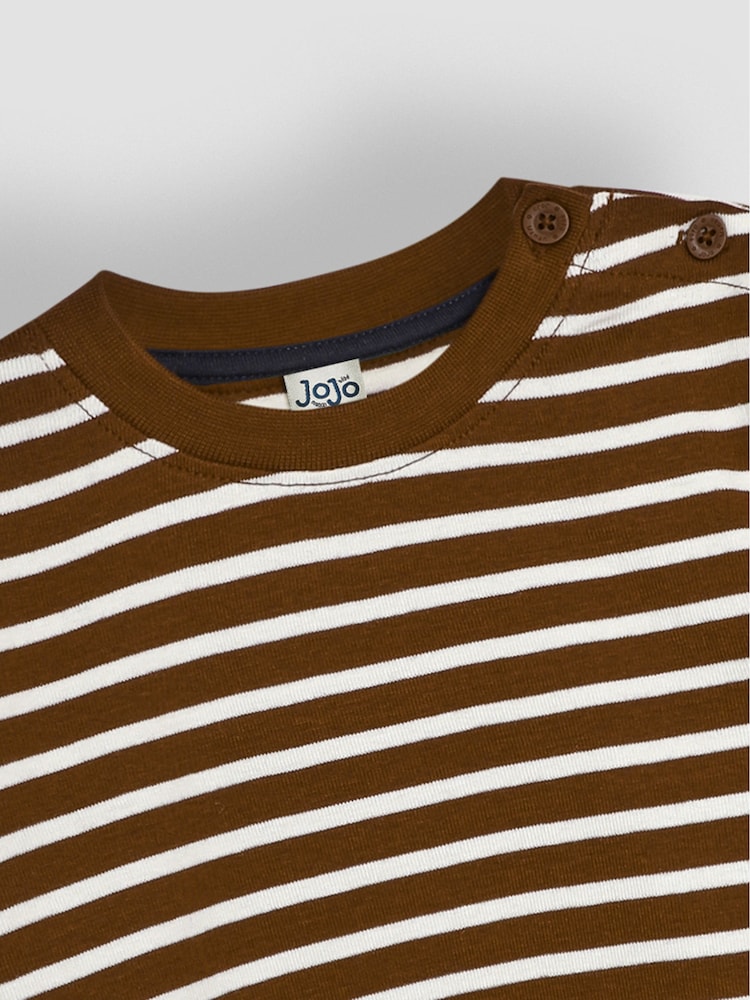 JoJo Maman Bébé Toffee Brown Breton Long Sleeved Top - Image 3 of 3