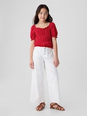 Gap Red Square Neck Puff Sleeve Smocked Top (4-13yrs) - Image 3 of 4