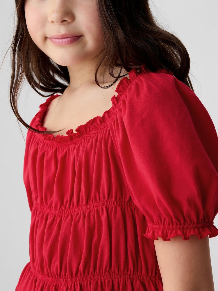 Gap Red Square Neck Puff Sleeve Smocked Top (4-13yrs) - Image 4 of 4